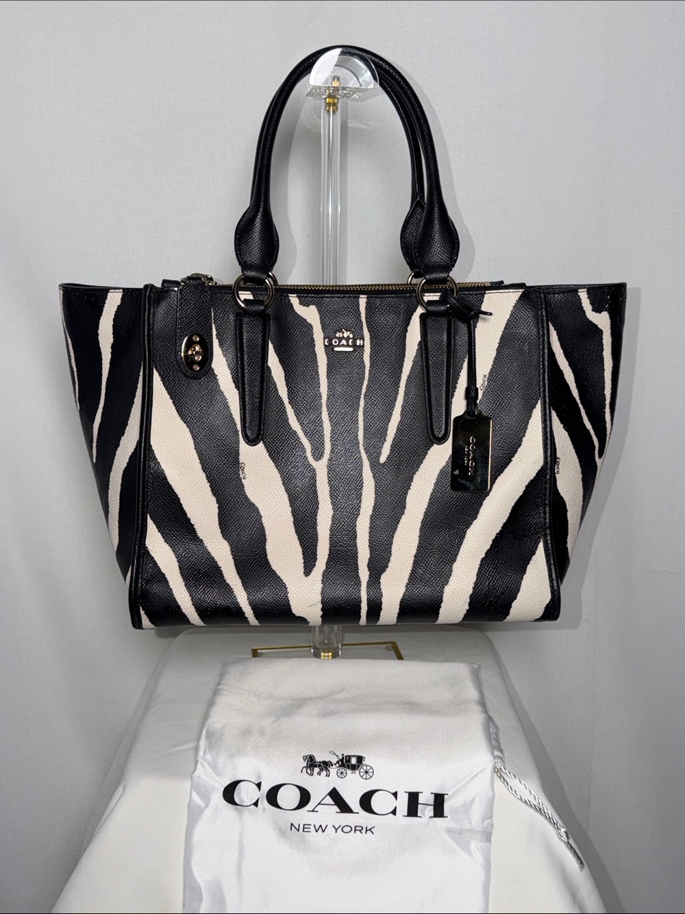 Coach Crosby Zebra Leather Carryall - Excellent + Authentic Dust Bag